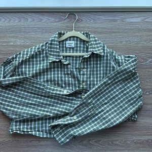 Aritzia Sunday Best, Plaid Crop Button Down.
